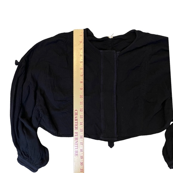 Free People Day Dreaming crop gauzy blouse. Puff shoulder and flowy sleeves Sz S - Picture 6 of 10